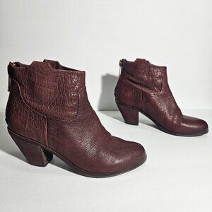 Sam Edelman Maroon Red Leather Lisle Zip Booties